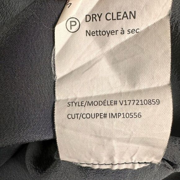 Vince Medium Half Placket Tuxedo Silk Blouse V-Neck Gray Top - Picture 8 of 8